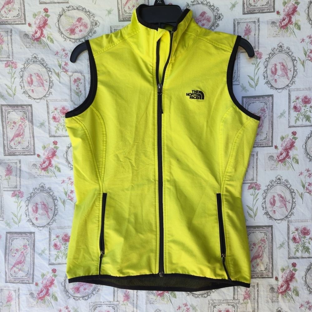The North Face Womens Vest Medium M Yellow Softshell Full Zip Outdoor Jacket